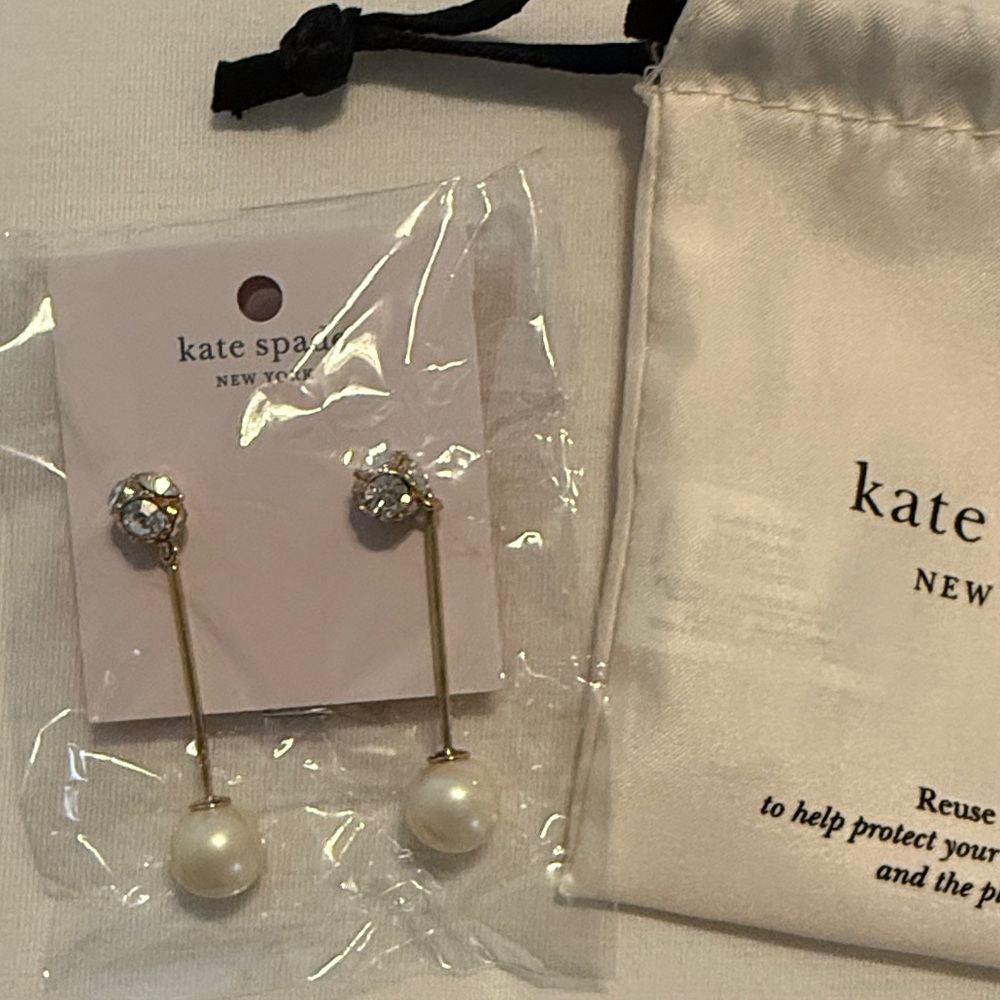 Kate Spade Gold and White Pearl Earrings